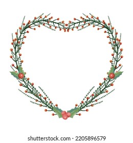 Watercolor Christmas floral frame or winter floral wreath consisting of flowers, leaves and branches. Frame vignette with a bouquet of flowers. Crown and Arch. Suitable for holiday invitation cards