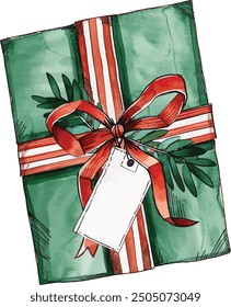 Watercolor Christmas Gift Box ,Winter Holiday Elements, New Year Present box collection,Xmas Present, Valentines pink and red gift box, isolated on white background