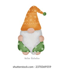 Watercolor Christmas Gnome Elements: Decorative Clipart for Your Holiday Designs