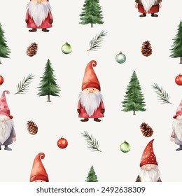 Aquarell Weihnachtsmusiken GNOME MUSTER ILLUSTRATION 