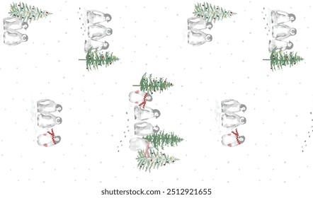 watercolor christmas holly textile pattern. holiday design isolated on white background.