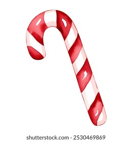 Watercolor Christmas lollipop. Cute winter illustration candy cane