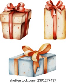 Watercolor Christmas ornament for decoration, Christmas Decoration set