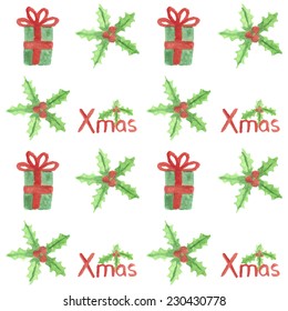 Watercolor Christmas seamless pattern