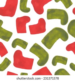 watercolor Christmas seamless pattern with socks