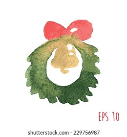 Watercolor Christmas toy, element. vector illustration 1e