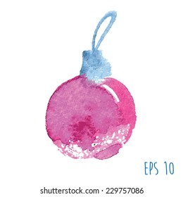 Watercolor Christmas toy, element. vector illustration 2d
