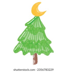 watercolor christmas tree collection. pine element