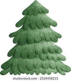 Watercolor Christmas Tree Vector Illustration Isolated on White Background