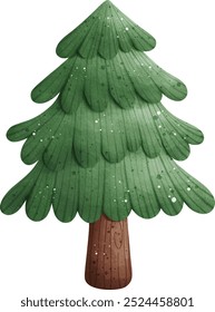 Watercolor Christmas Tree Vector Illustration Isolated on White Background