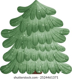 Watercolor Christmas Tree Vector Illustration Isolated on White Background