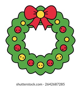 Watercolor Christmas wreath with pine branches, red berries, holly leaves, and festive ornaments—hand-painted in soft, elegant tones for a warm holiday feel.
