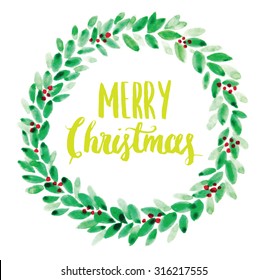 watercolor christmas wreath vector/illustration