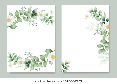 Watercolor chrysantemum flower wedding invitation card design