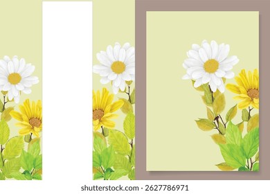 watercolor CHRYSANTHEMUM card set design