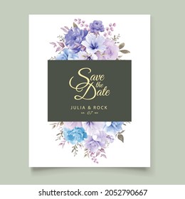 Watercolor chrysanthemum floral wedding invitation card Free Vector