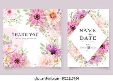 WATERCOLOR CHRYSANTHEMUM WEDDING invitation card set