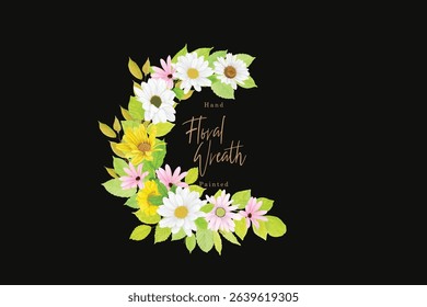 watercolor CHRYSANTHEMUM  wreath card set