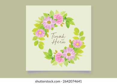 watercolor CHRYSANTHEMUM wreath card set