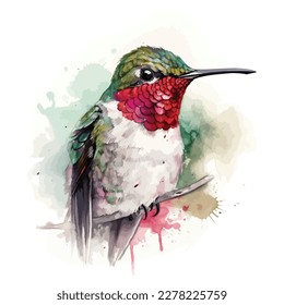 Wasserfarbe von Anna Hummingbird Vektordesign einzeln auf weißem Hintergrund.