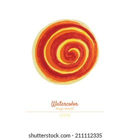 Watercolor circle. Abstract design element of color strips isolated on white background