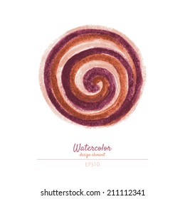 Watercolor circle. Abstract design element of color strips isolated on white background