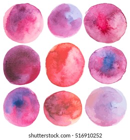 Watercolor circle, design element. Pink, purple, red colors