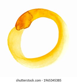 Watercolor circle frame. With space for text. For banner, poster, packaging design. Hand drawn vector illustration.