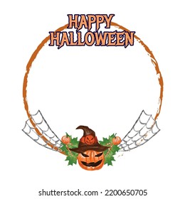 Watercolor circle frame vector illustation halloween party