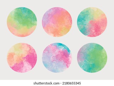 Watercolor circle frames. Beautiful, colorful and hand drawing backgrounds. 