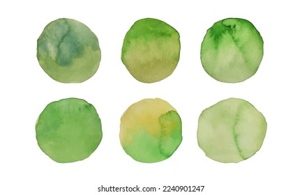 Watercolor circle green texture. Vector watercoluor circle elements for design.