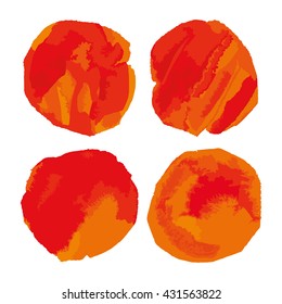 Watercolor circle labels. Vector hand drawn