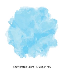Watercolor circle, painted blue splash eps vector, round stain hand drawn water color, hand painted abstract design, vector illustration