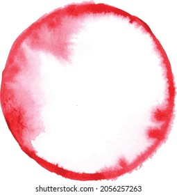watercolor circle red color, watercolor round highlights icon for design isolated on white background, mystical red paint icon