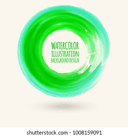 Watercolor circle texture. Ink round stroke on white background. Simple style. Vector illustration of grunge circle stains