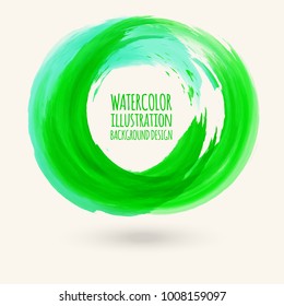 Watercolor circle texture. Ink round stroke on white background. Simple style. Vector illustration of grunge circle stains