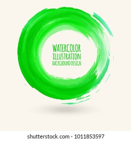 Watercolor circle texture. Ink round stroke on white background. Simple style. Vector illustration of grunge circle stains