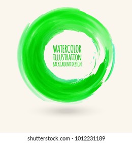 Watercolor circle texture. Ink round stroke on white background. Simple style. Vector illustration of grunge circle stains