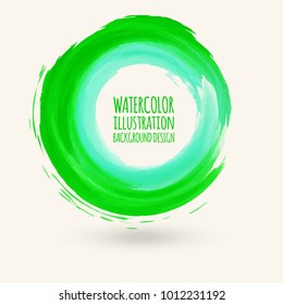 Watercolor circle texture. Ink round stroke on white background. Simple style. Vector illustration of grunge circle stains