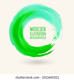Watercolor circle texture. Ink round stroke on white background. Simple style. Vector illustration of grunge circle stains