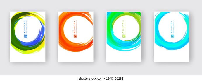 Watercolor circle texture. Ink round stroke on white background. Simple style. Vector illustration of grunge circle stains