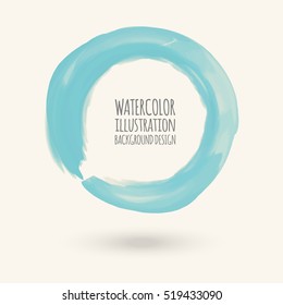 Watercolor circle texture. Ink round stroke on white background. Simple style. Vector illustration of grunge circle stains.