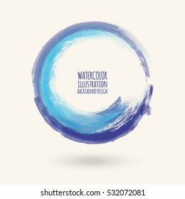 Watercolor Circle Texture. Ink Round Stroke On White Background. Simple Style. Vector Illustration Of Grunge Circle Stains.