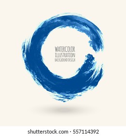 Watercolor circle texture. Ink round stroke on white background. Simple style. Vector illustration of grunge circle stains