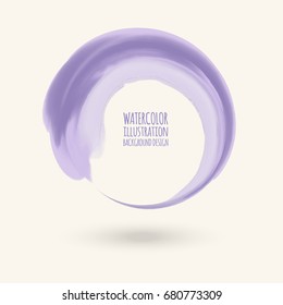 Watercolor circle texture. Ink round stroke on white background. Simple style. Vector illustration of grunge circle stains.