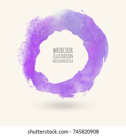 Watercolor circle texture. Ink round stroke on white background. Simple style. Vector illustration of grunge circle stains.