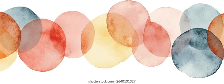 Watercolor Circles Border – Overlapping Soft Round Shapes in Warm Earthy Tones

