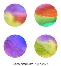 Watercolor circles collection, stains set isolated on white background.