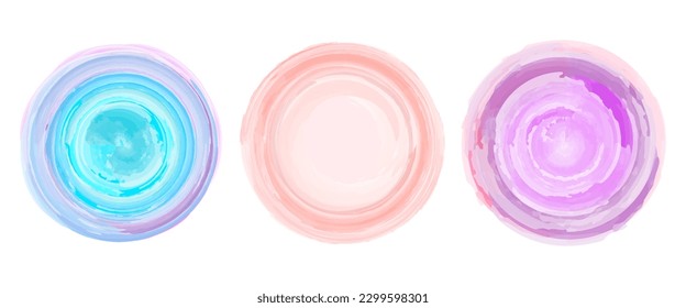 Watercolor circles for design on a white background. Vector illustration.
