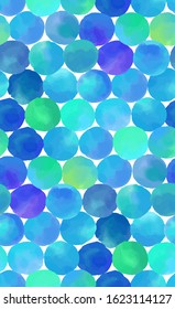 Watercolor circles seamless background pattern hand drawn. Vector. Fabric swatch,wallpaper, textile design.